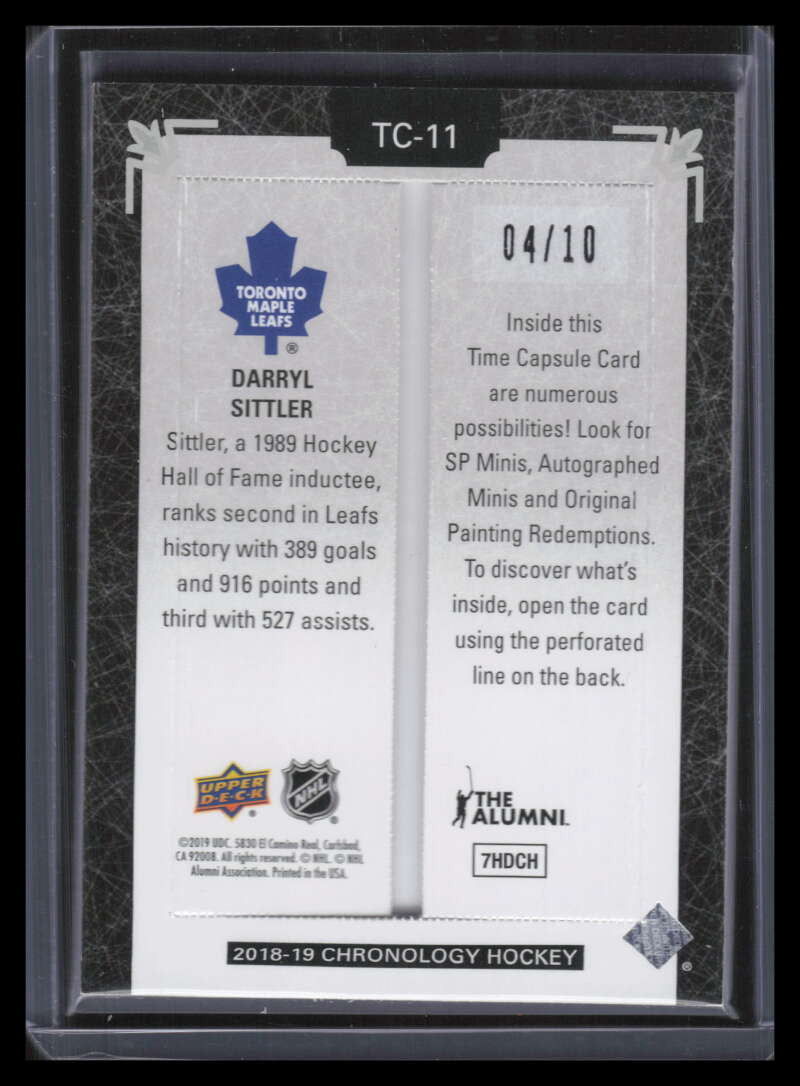 2018-19 Chronology Time Capsules Black tc11 Darryl Sittler 4/10 RIPPED