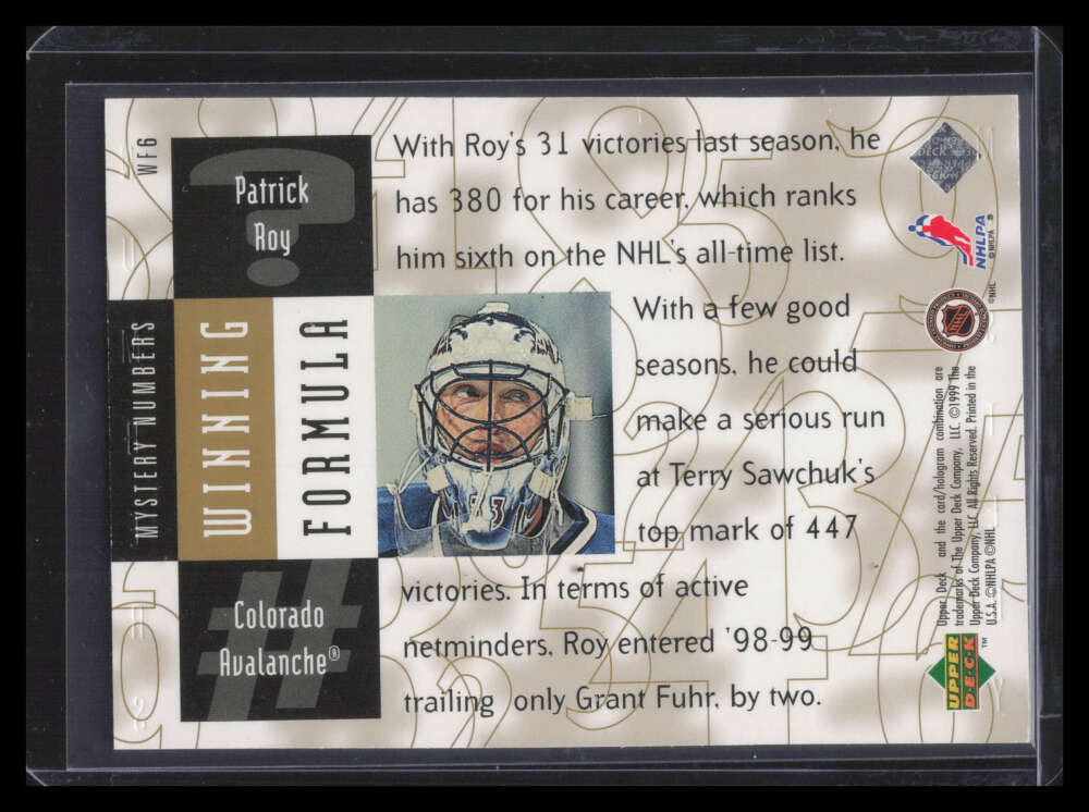 1998-99 Black Diamond Winning Formula Gold wf6 Patrick Roy 788/1550