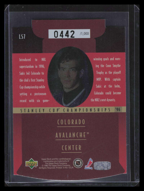 1996-97 Upper Deck Lord Stanley's Heroes Semifinals ls7 Joe Sakic 442/1000