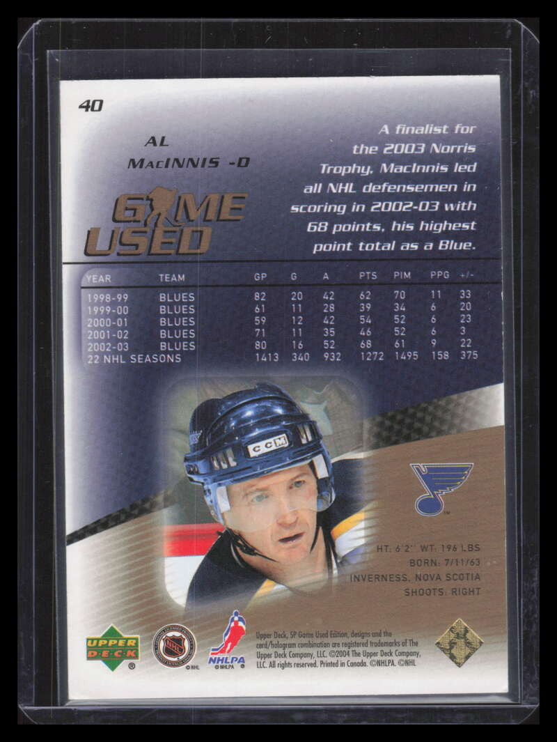 2003-04 SP Game Used Gold 40 Al MacInnis 40/40