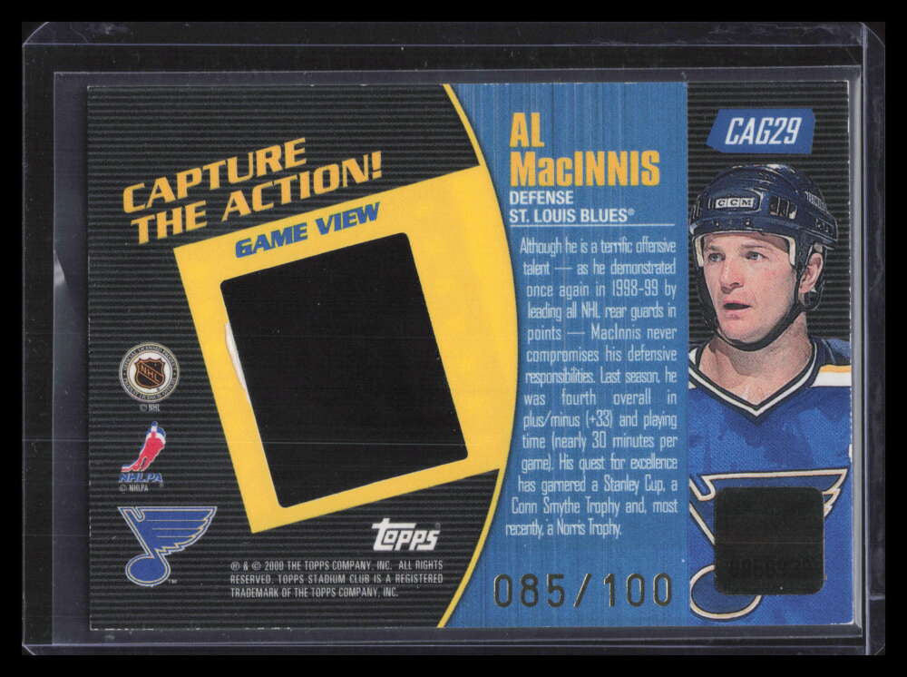 1999-00 Stadium Club Capture the Action Game View cag29 Al MacInnis 85/100
