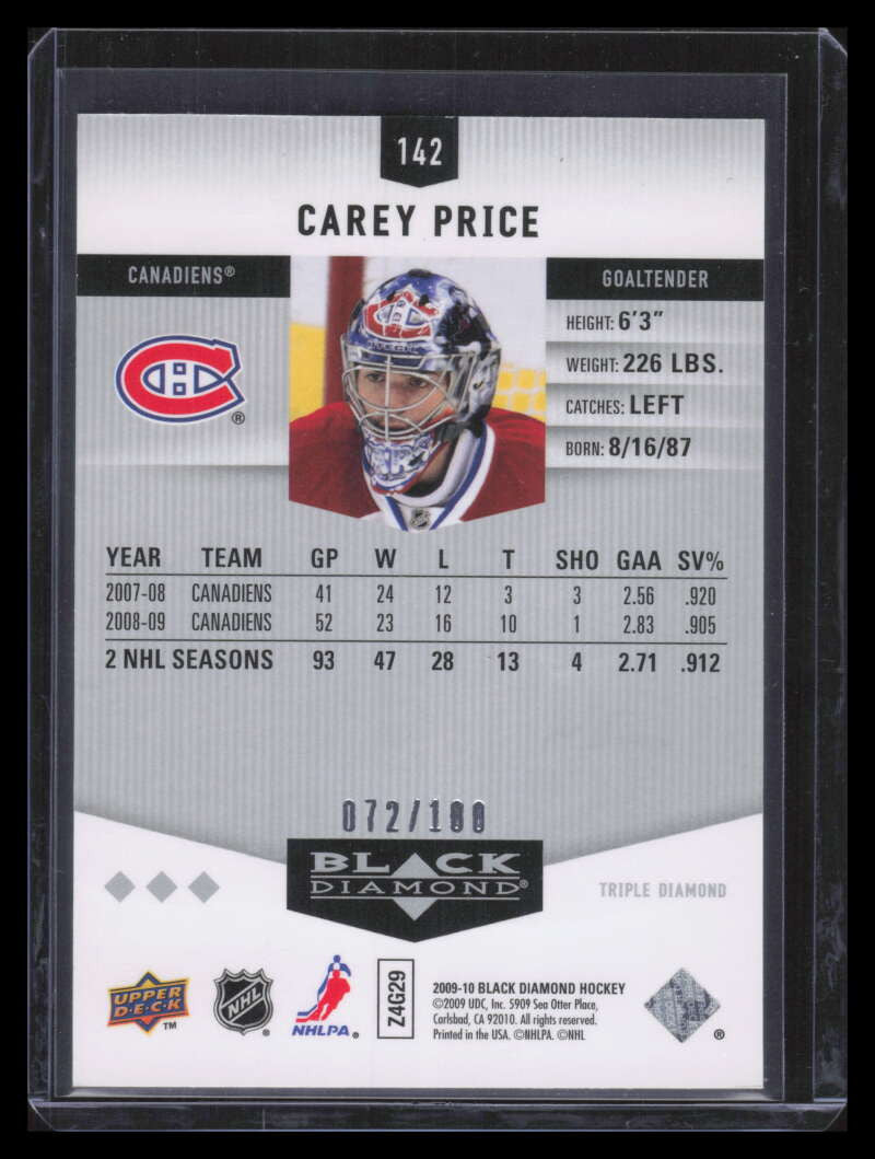 2009-10 Black Diamond Ruby 142 Carey Price 72/100
