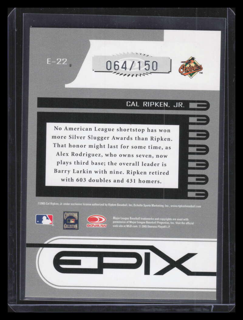 2005 Zenith Epix Red Game 22 Cal Ripken Jr. 64/150