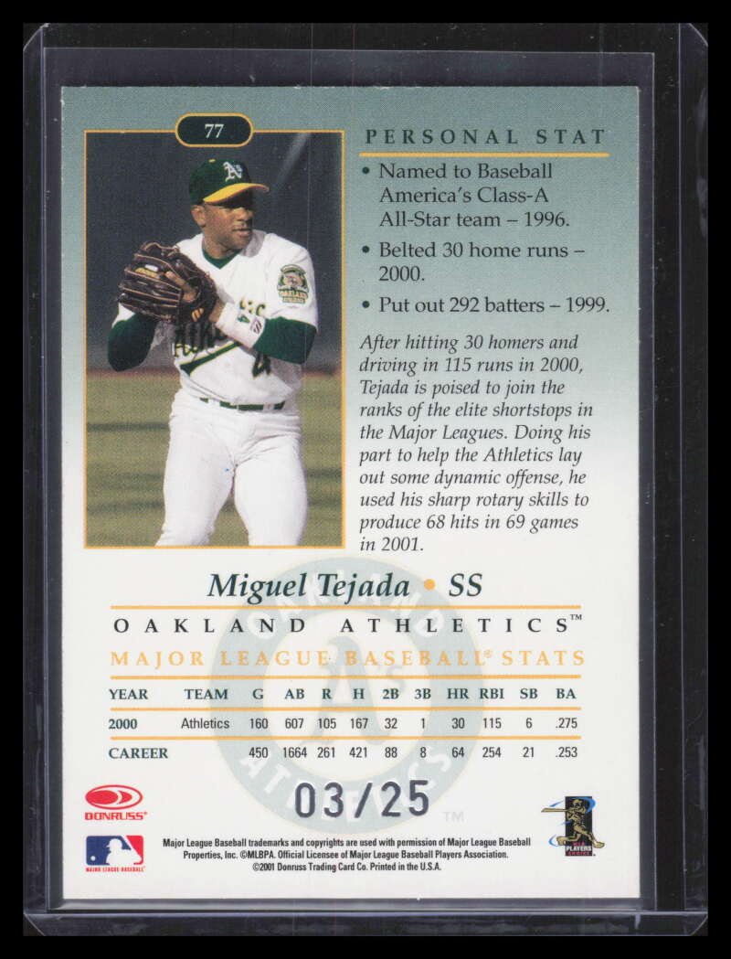 2001 Studio Proofs 77 Miguel Tejada 3/25