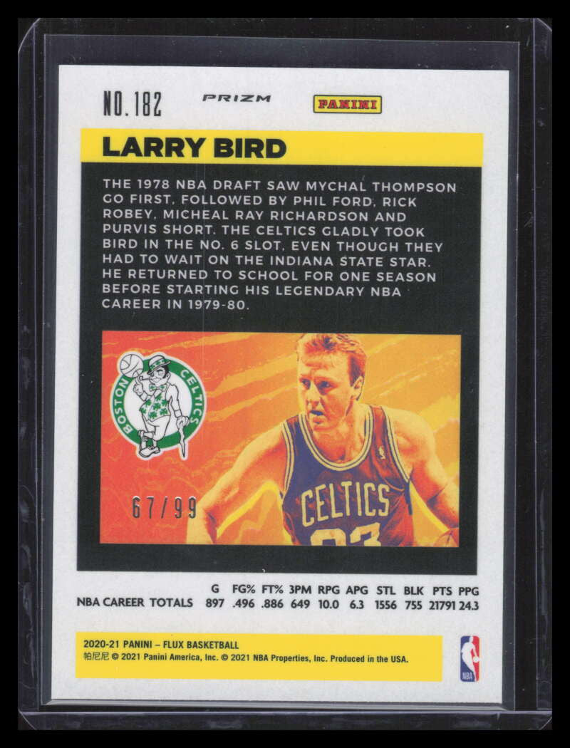 2020-21 Panini Flux Blue 182 Larry Bird 67/99