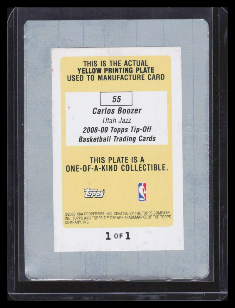 2008-09 Topps Tip-Off Press Printing Plate Yellow 55 Carlos Boozer 1/1