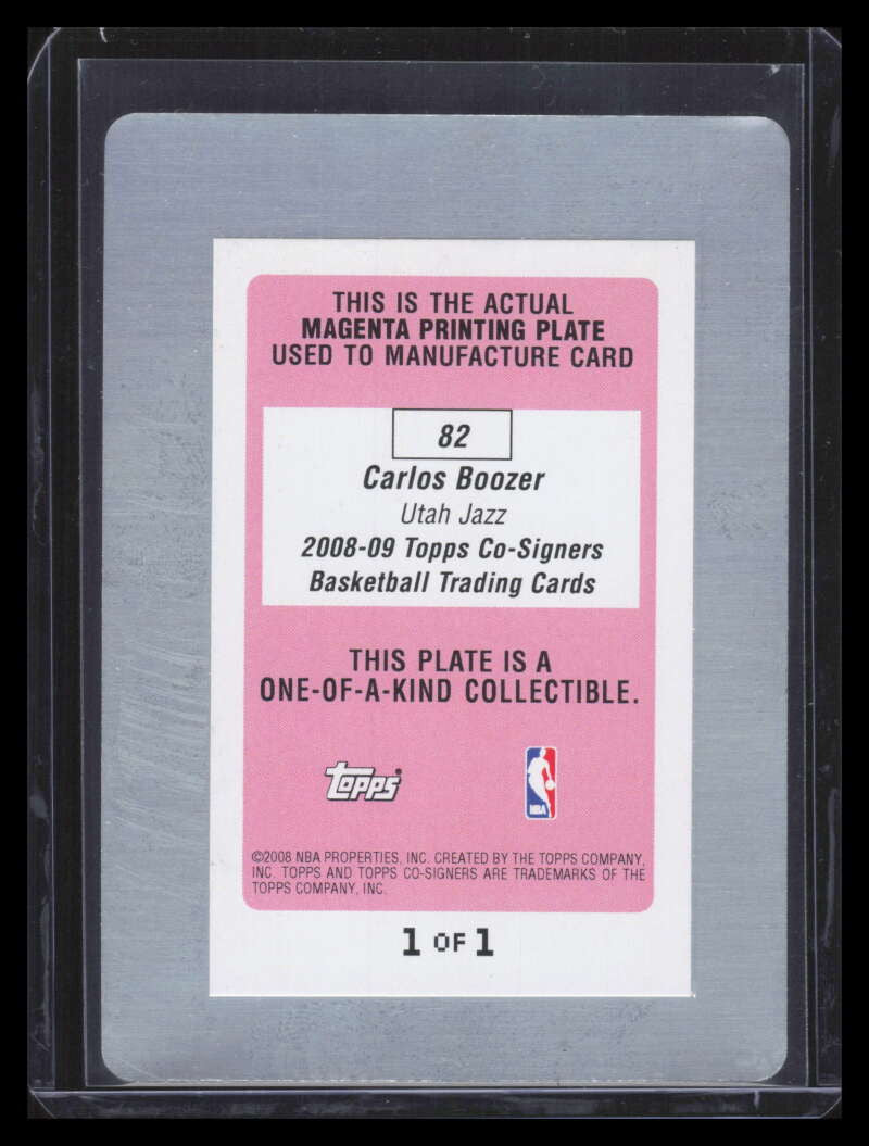 2008-09 Topps Co-Signers Press Printing Plate Magenta 82 Carlos Boozer 1/1