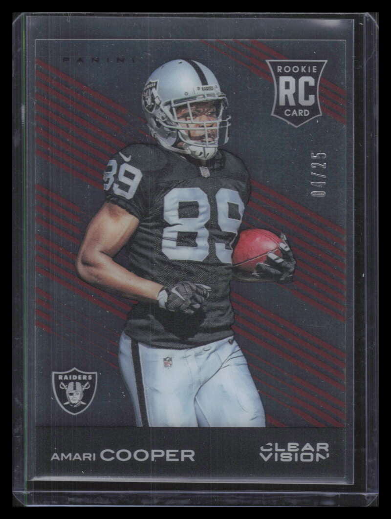 2015 Panini Clear Vision Red 103a Amari Cooper Ball in Left Arm Rookie 4/25