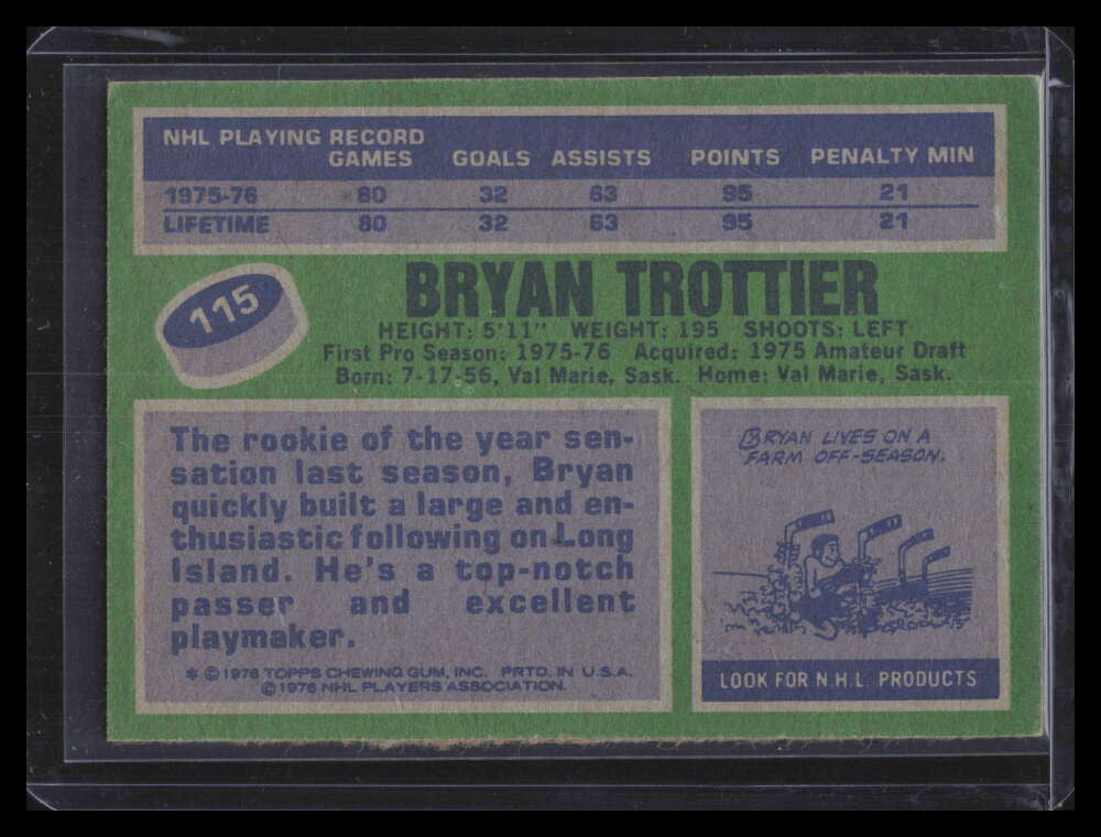 SOLD 179616 1976-77 Topps 115 Bryan Trottier Rookie EX