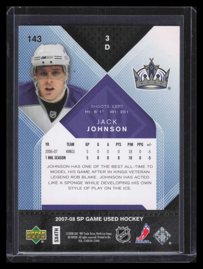 2007-08 SP Game Used Spectrum 143 Jack Johnson Rookie 19/25
