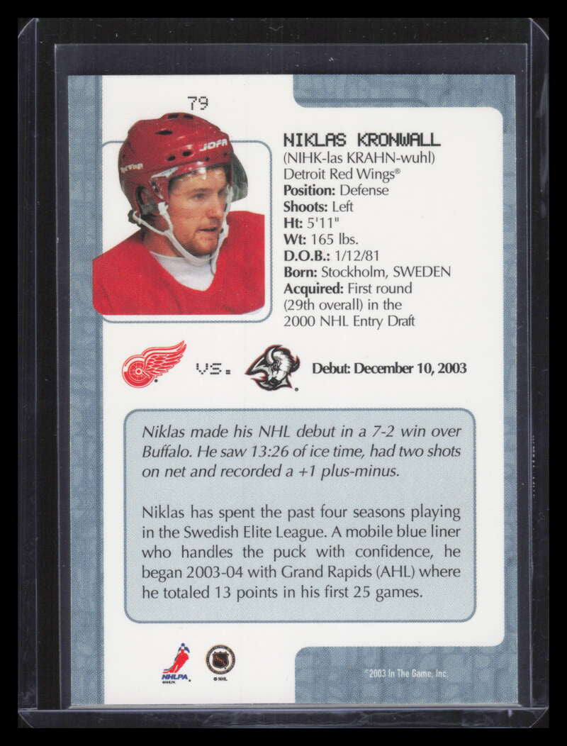2003-04 ITG VIP Rookie Debut 79 Niklas Kronwall Rookie /77