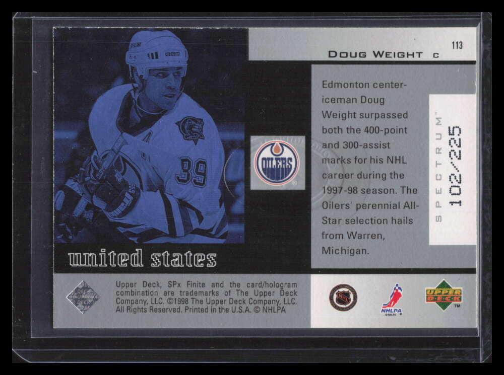 1998-99 SPx Finite Spectrum 113 Doug Wright GI 102/225 Global Impact