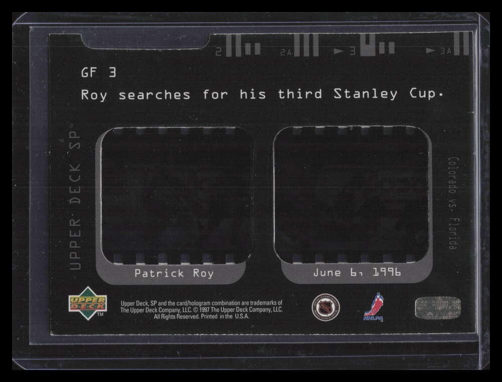 1996-97 SP Game Film gf3 Patrick Roy