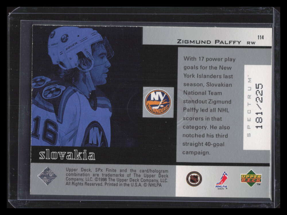 1998-99 SPx Finite Spectrum 114 Zigmund Ziggy Palffy GI 181/225 Global Impact