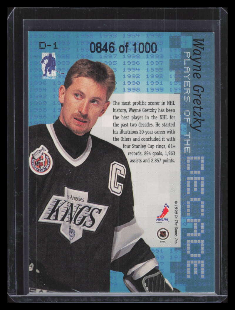 SOLD 179644 1999-00 BAP Millennium Players of the Decade d1 Wayne Gretzky 846/1000