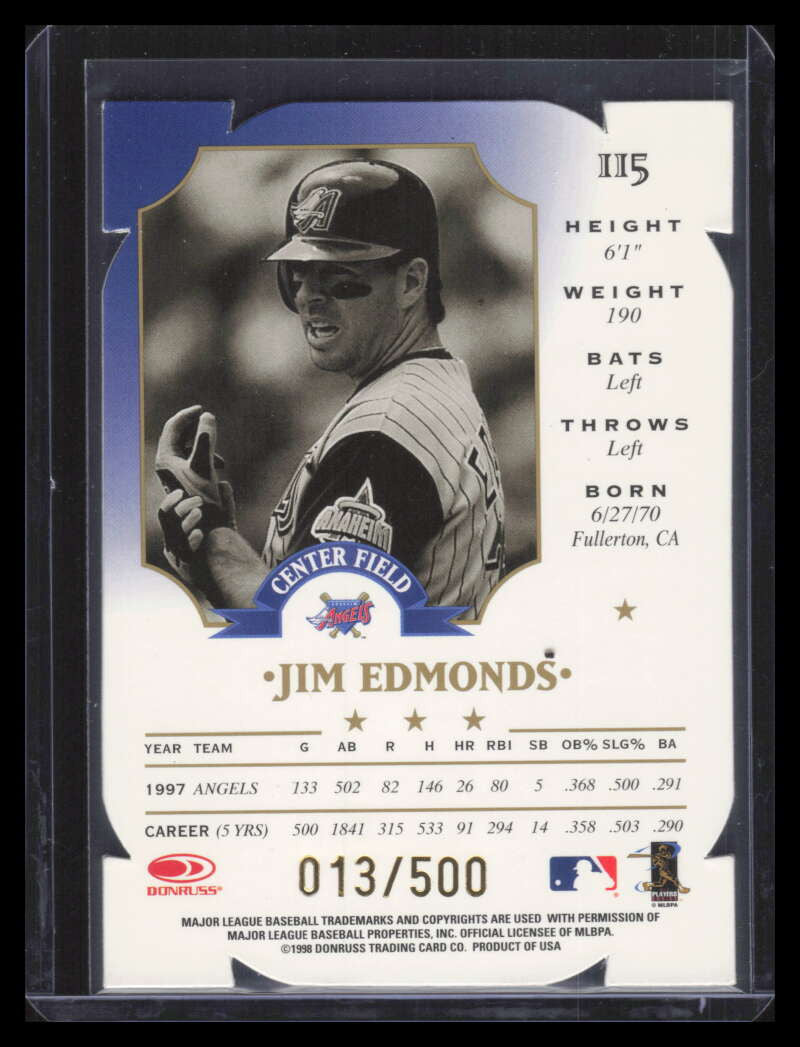 1998 Leaf Fractal Materials Die Cuts 115 Jim Edmonds NZ 13/50