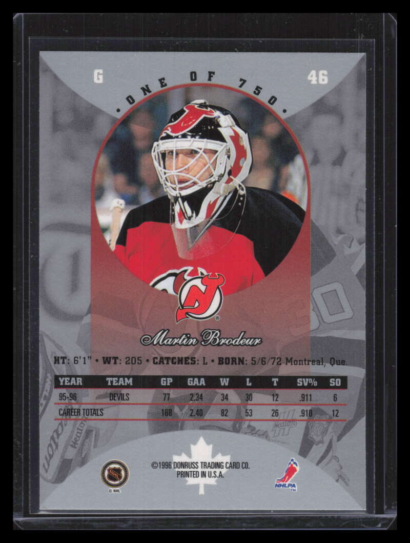 1996-97 Donruss Canadian Ice Red Press Proofs 46 Martin Brodeur /750 155034