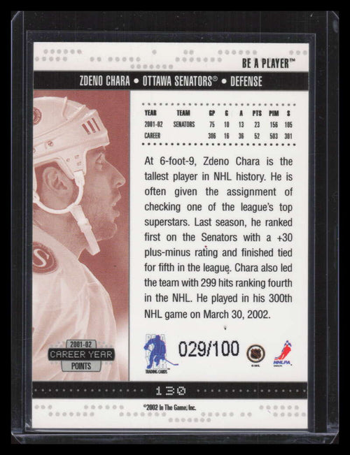 2002-03 BAP Memorabilia Sapphire 130 Zdeno Chara 29/100