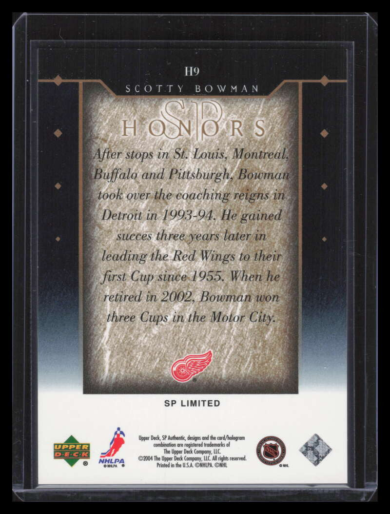 SOLD 179700 2003-04 SP Authentic Honors Limited h9 Scotty Bowman 74/99