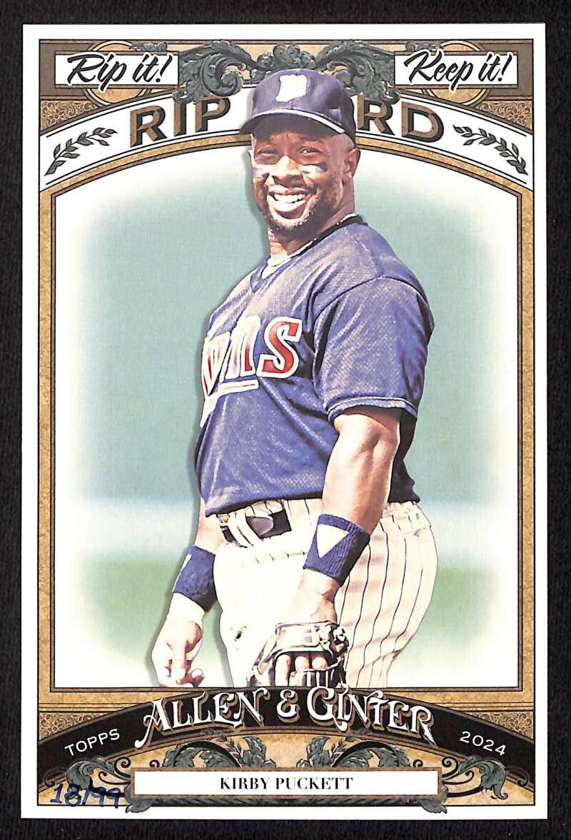 2024 Topps Allen and Ginter Box Topper Rip Cards Kirby Puckett UNRIPPED 18/99