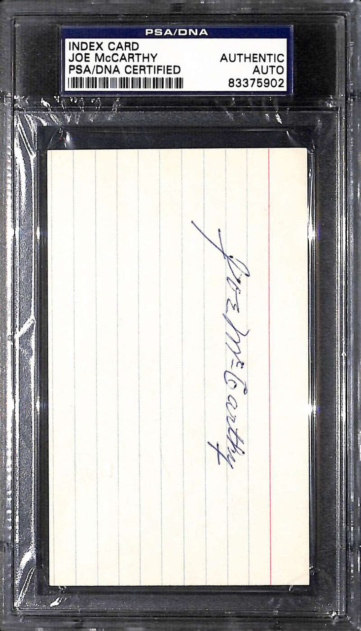 SOLD 179721 Joe McCarthy Index Card PSA/DNA Certified Authentic Auto