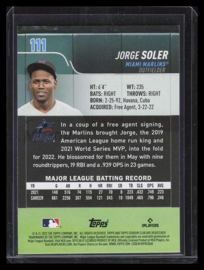 2022 Stadium Club Members Only 111 Jorge Soler