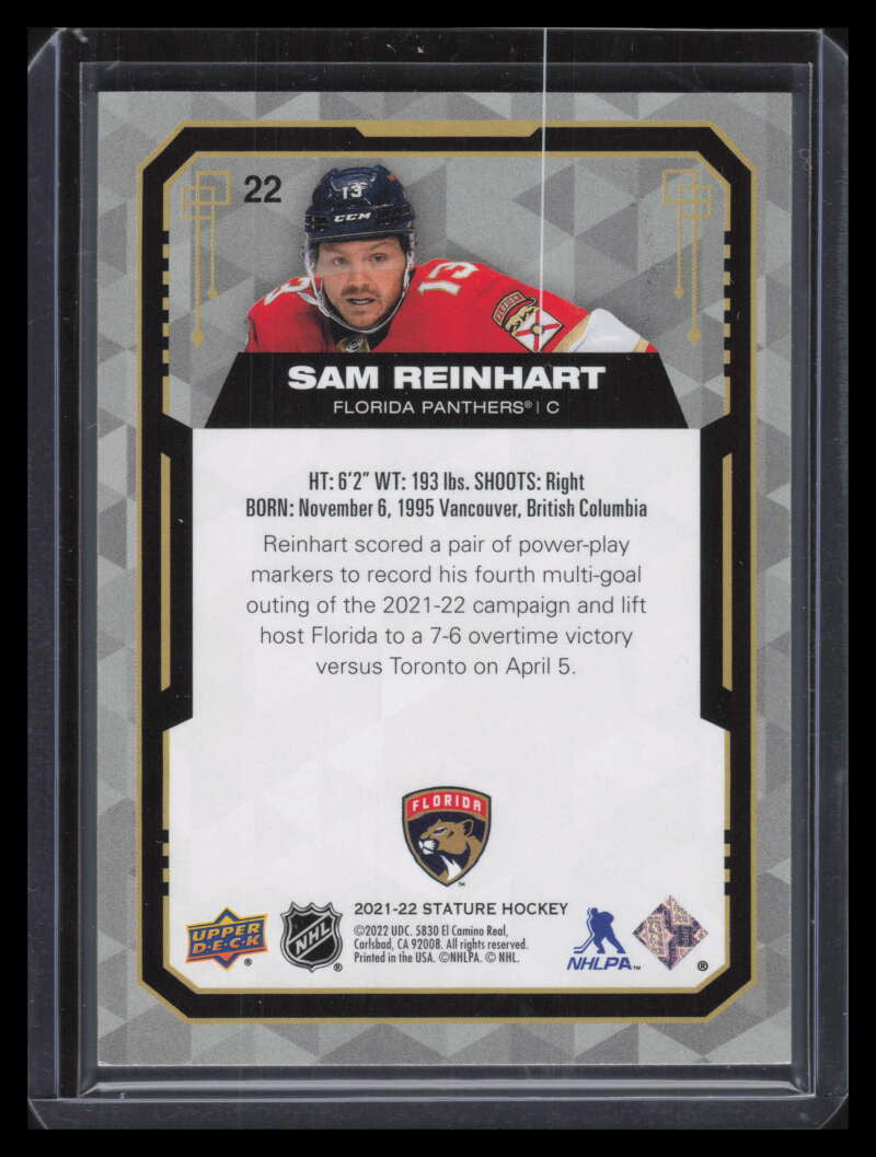 2021-22 Upper Deck Stature Design Variant 22 Sam Reinhart 35/65
