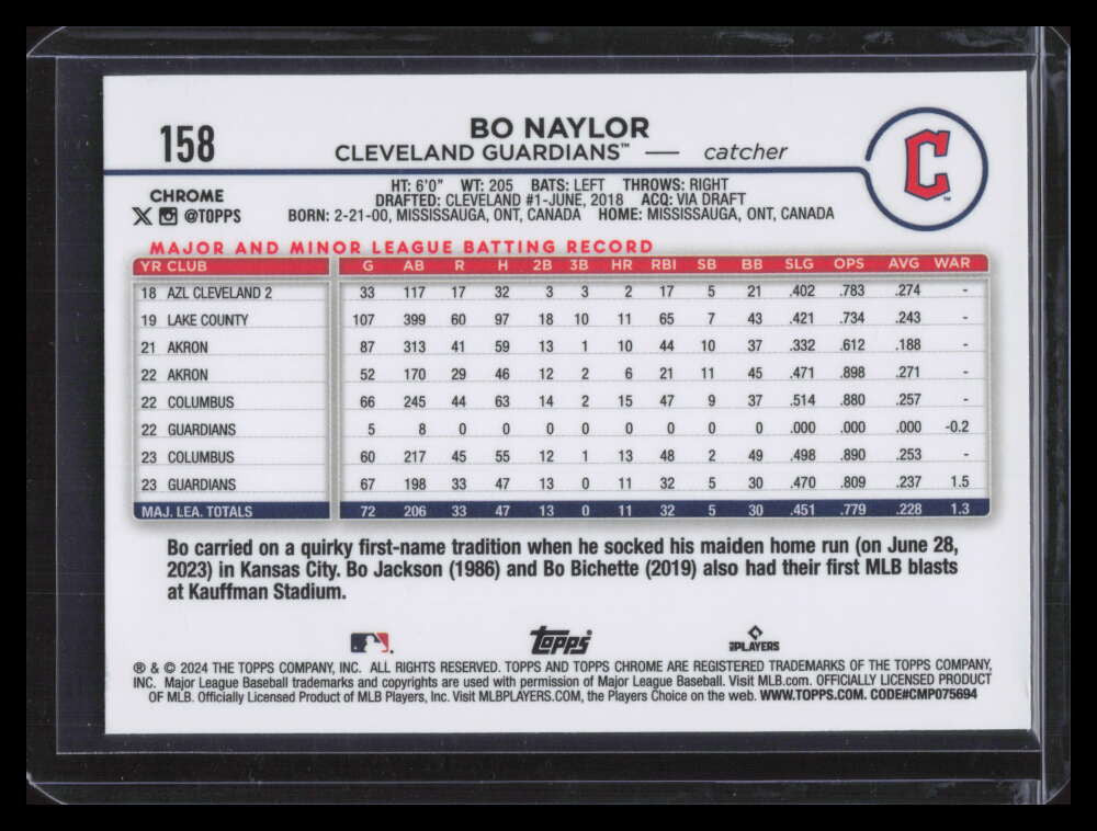 2024 Topps Chrome Orange Wave Refractor 158 Bo Naylor 10/25