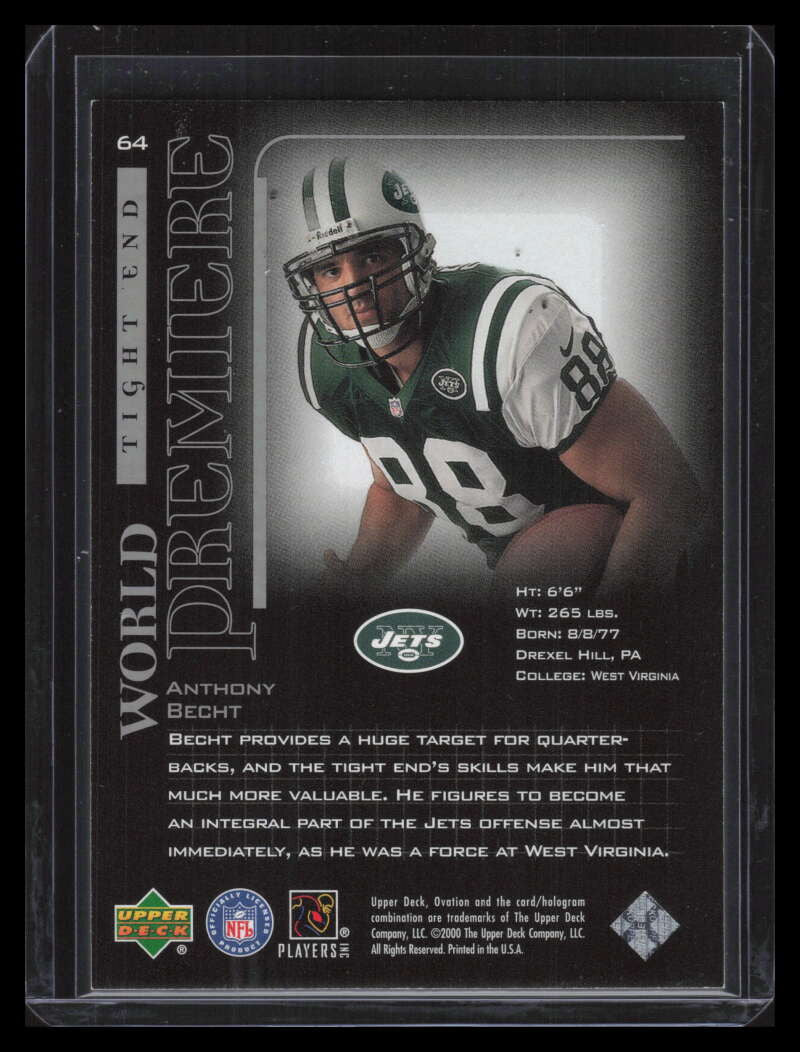 2000 Upper Deck Ovation Standing Ovation 64 Anthony Becht Rookie 41/50