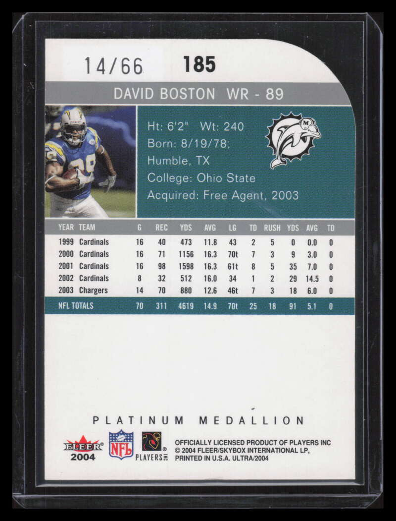 2004 Ultra Platinum Medallion 185 David Boston 14/66