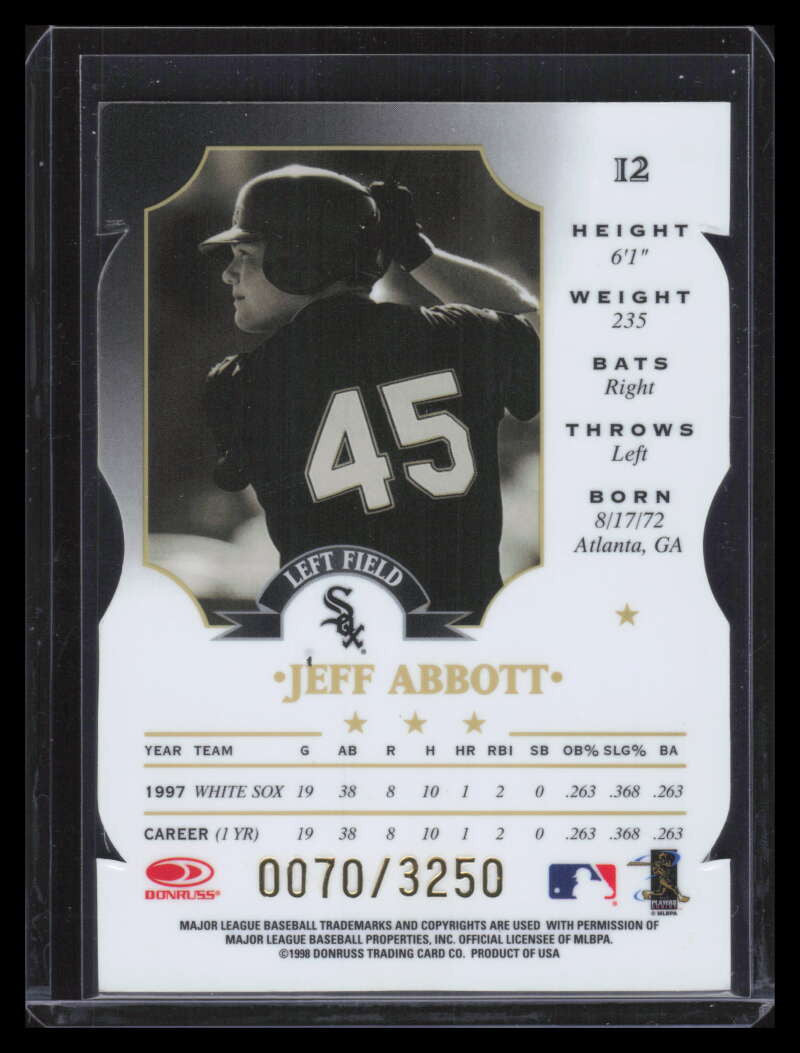 1998 Leaf Fractal Materials Die Cuts 12 Jeff Abbott PY 70/100 Plastic Y-Axis