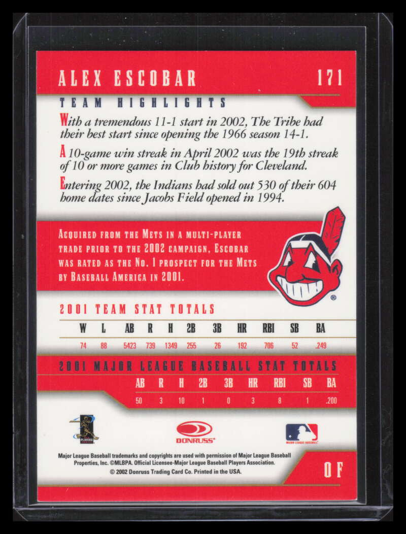 2003 Donruss Team Heroes Master Team Set 171 Alex Escobar 3/15