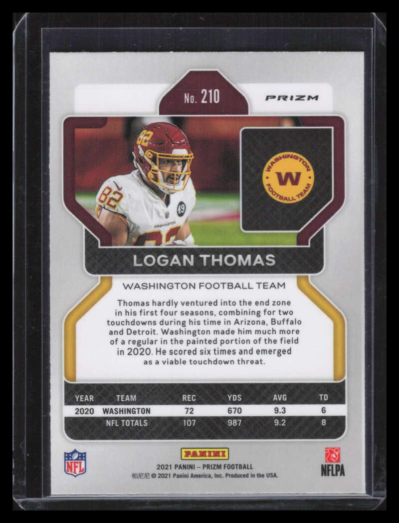 2021 Panini Prizm Prizms Black and Red Checker Refractor 210 Logan Thomas