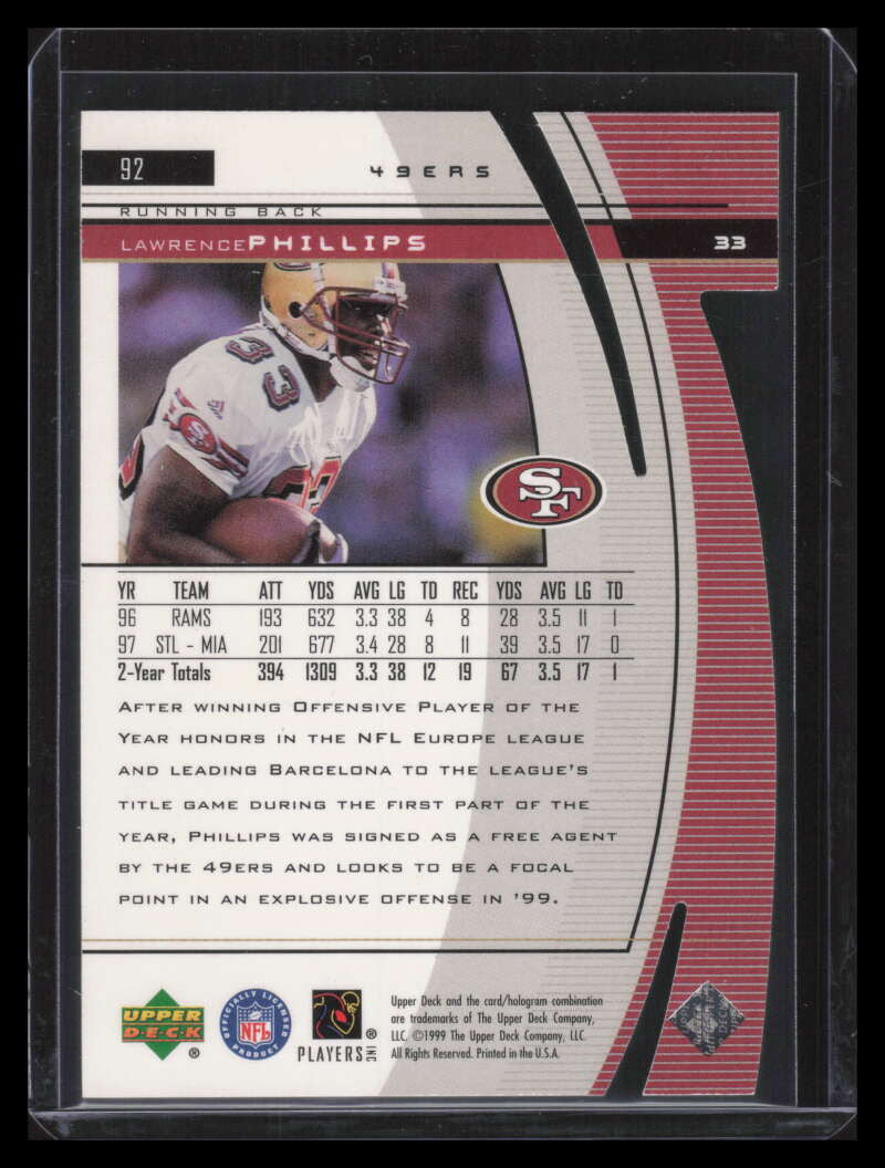 1999 Black Diamond Final Cut 92 Lawrence Phillips 40/100