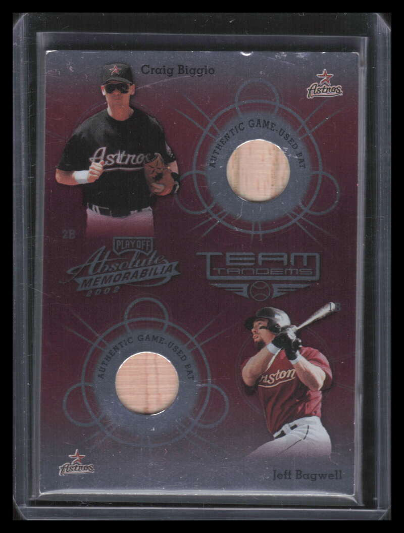 2002 Absolute Team Tandems Materials tt14 Craig Biggio Bagwell Dual Bat READ