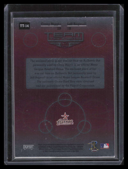 2002 Absolute Team Tandems Materials tt14 Craig Biggio Bagwell Dual Bat READ