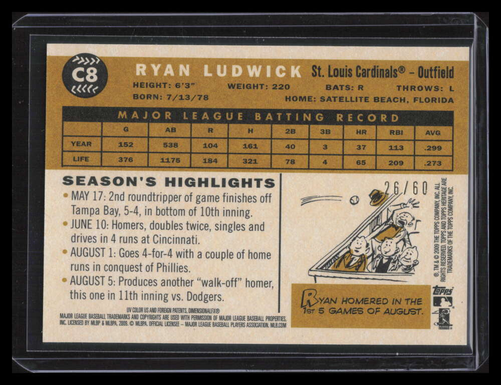 2009 Topps Heritage Chrome Black Refractor c8 Ryan Ludwick 26/60