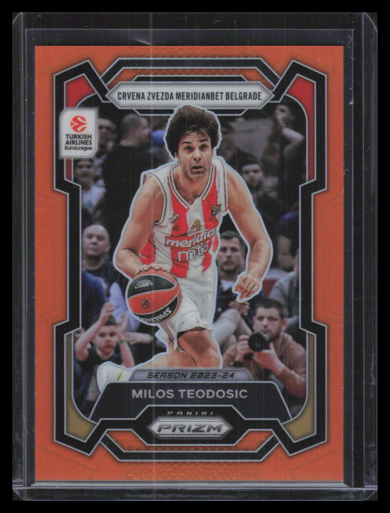 2023-24 Panini Prizm EuroLeague Prizms Orange Refractor 181 Milos Teodosic 41/49