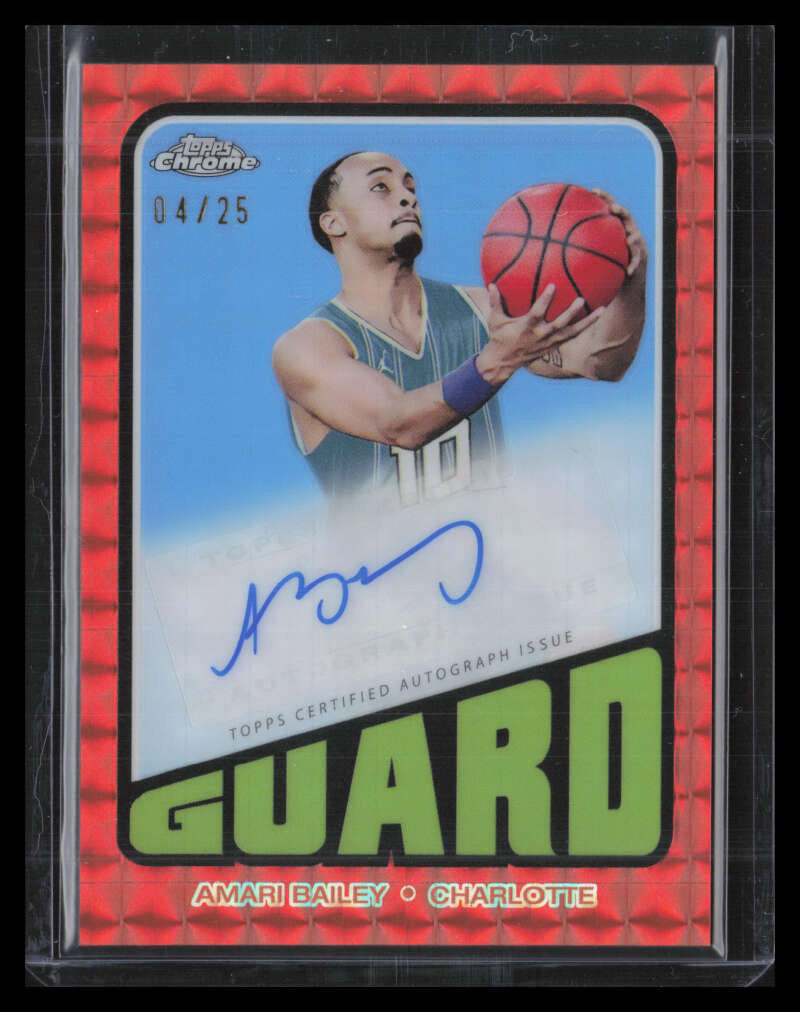 2023-24 Topps Chrome '72 Autographs Orange Refractor Amari Bailey RC Auto 4/25