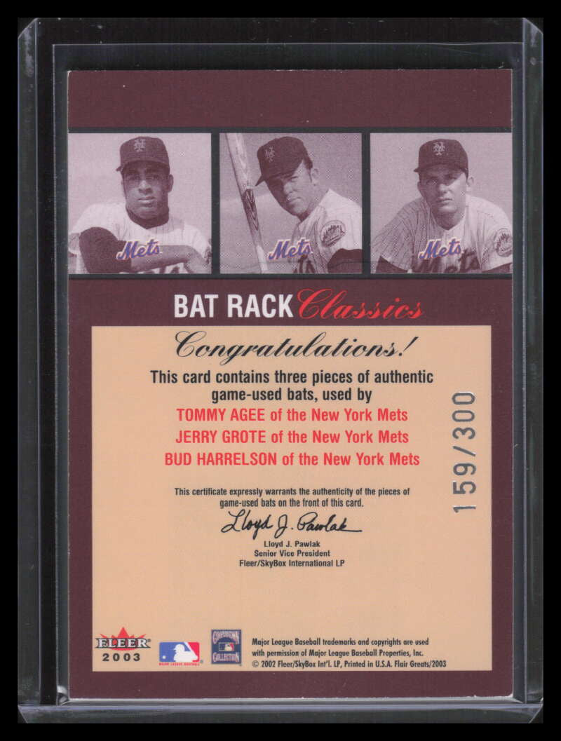 2003 Flair Greats Rack Classics Trios Agee Grote Harrelson Triple Bat 159/300