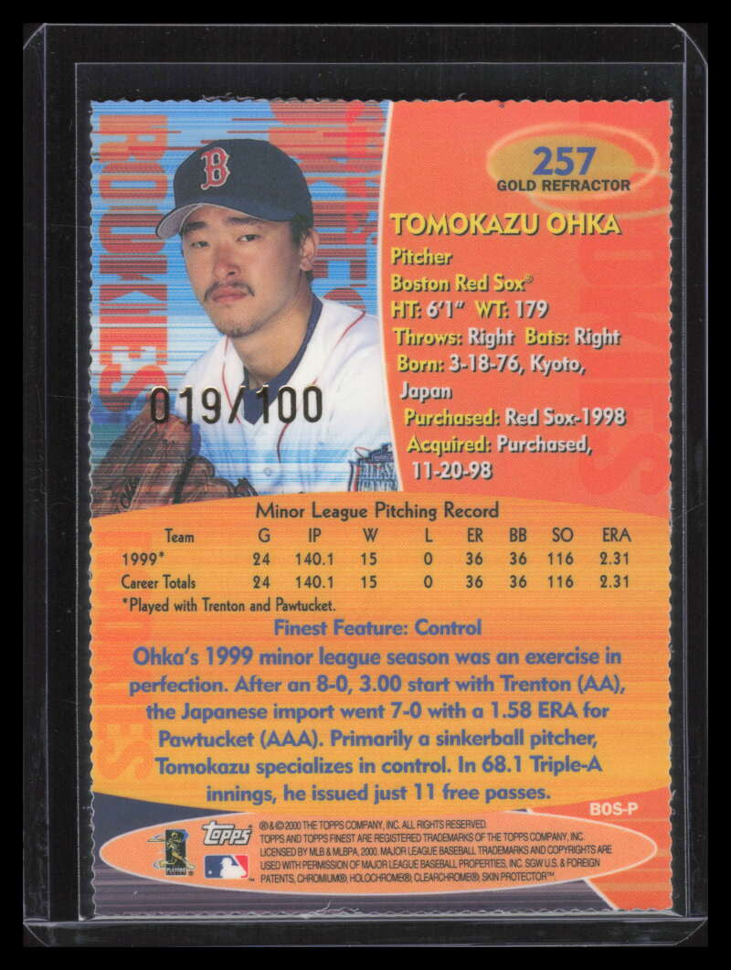 2000 Finest Gold Refractor 257 Tomo Tomokuazu Ohka Rookie 19/100