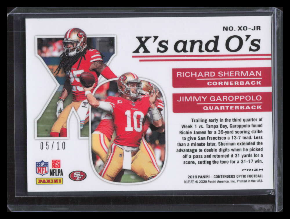 2019 Panini Contenders Optic Xs and Os Gold 29 Richard Sherman Garoppolo 5/10
