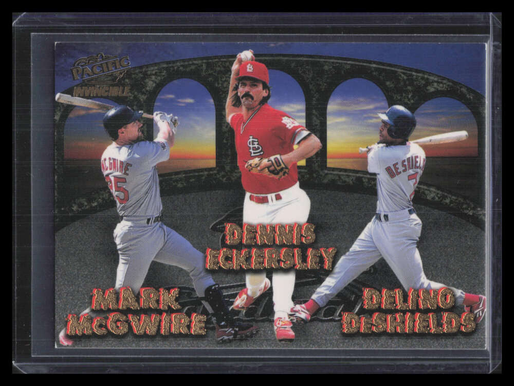 1998 Pacific Invincible Team Checklists 23 DeShields Lankford Eckersley McGwire