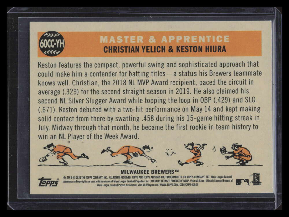 2020 Topps Archives '60 Topps Combo Cards Silver Foil 60ccyh Hiura Yelich 42/50