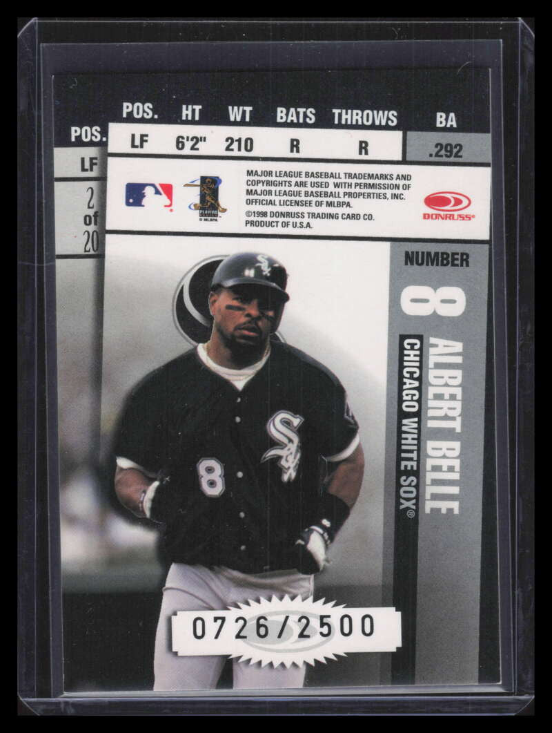 1998 Leaf Rookies and Stars Ticket Masters 2 Albert Belle Frank Thomas 726/2500