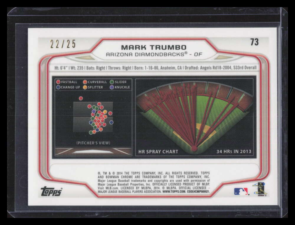 2014 Bowman Chrome Orange Refractor 73 Mark Trumbo 22/25