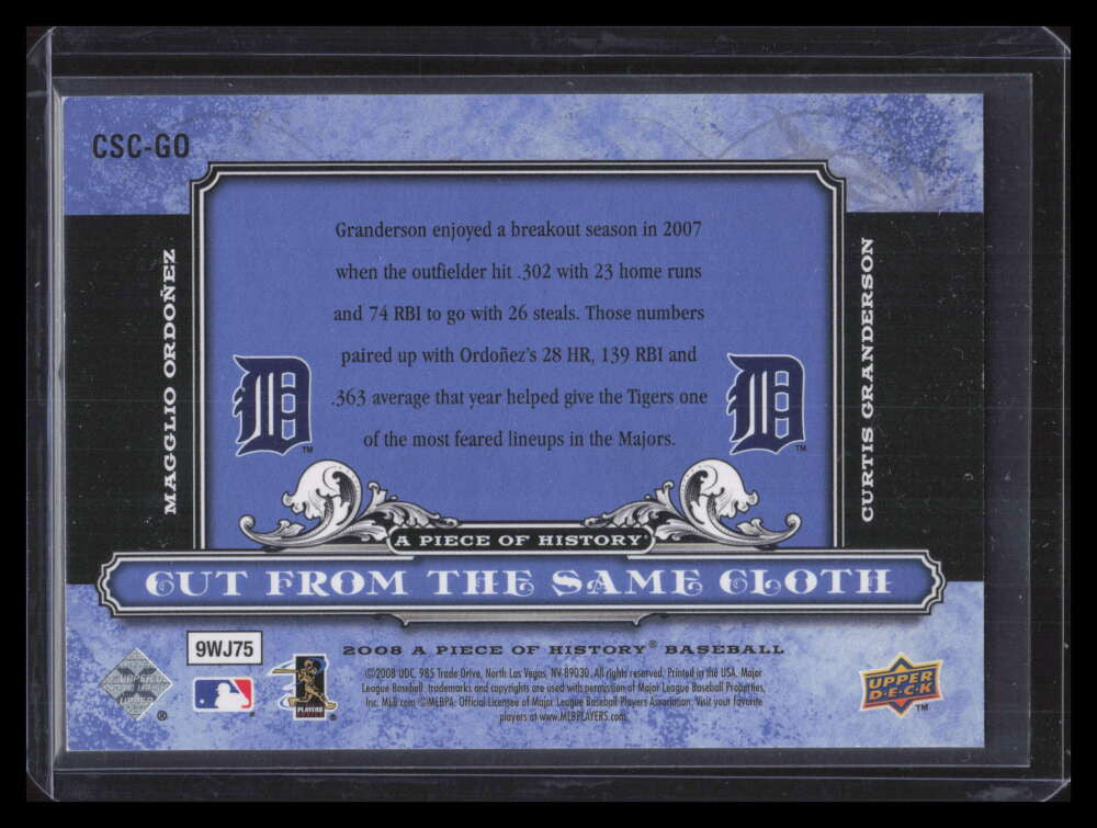 2008 UD A Piece of History Cut From the Same Cloth Blue Ordonez Granderson 2/25