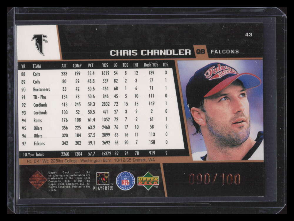1998 Upper Deck Bronze 43 Chris Chandler 90/100