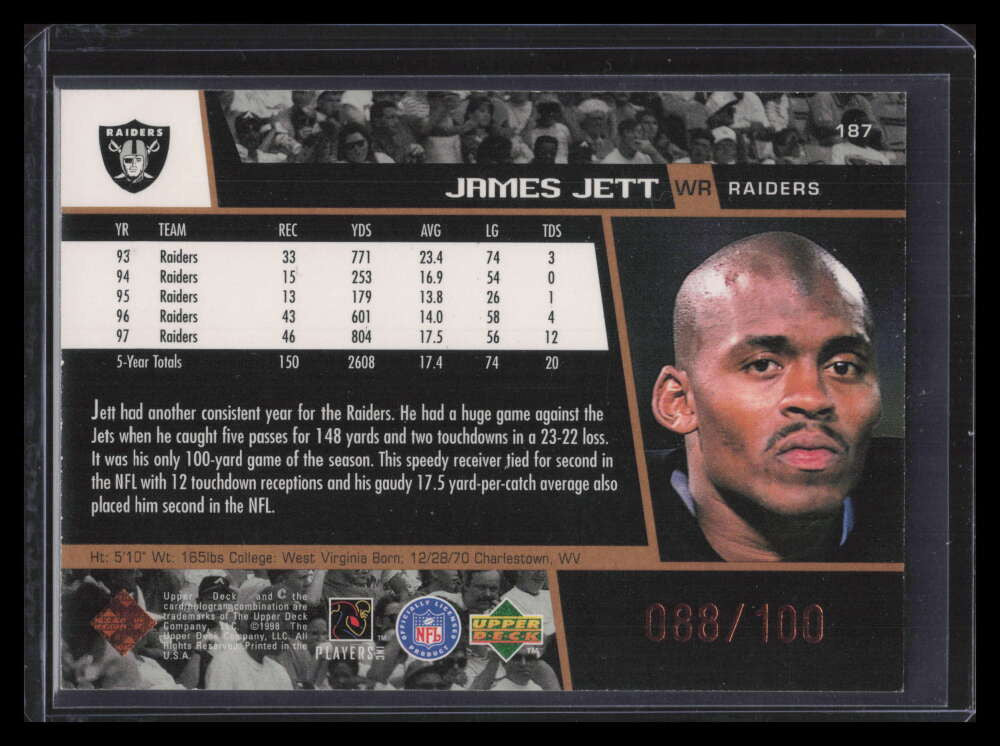 1998 Upper Deck Bronze 187 James Jett 88/100