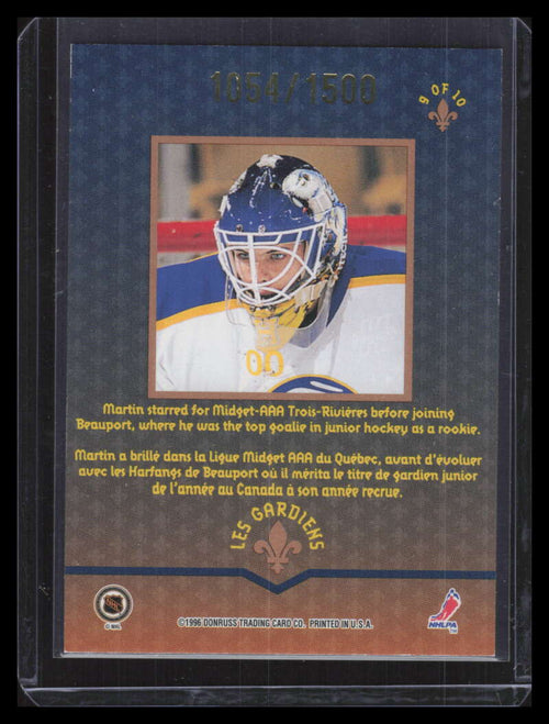 1996-97 Donruss Canadian Ice Les Gardiens 9 Martin Biron 1054/1500